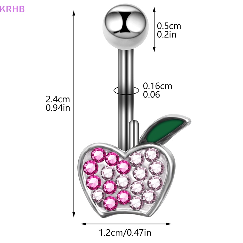 Khuyên Rốn Bằng Thép Không Gỉ Hình Trái Cherry Đính Đá Quyến Rũ Dành Cho Nữ Mới