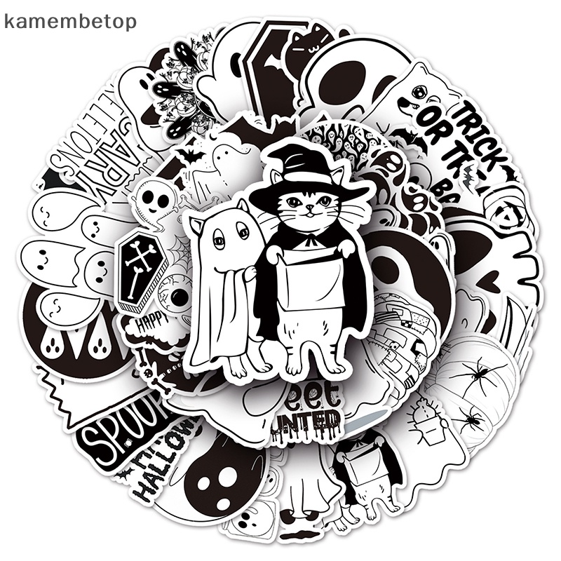 Bộ 50 Miếng Dán Trang Trí Bình Nước Phong Cách Halloween Bằng PVC Chống Thấm Nước