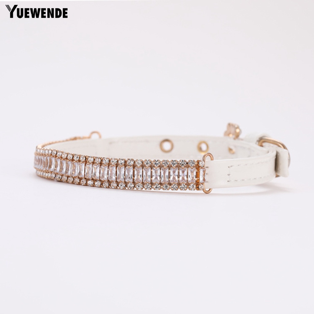 Vòng Cổ Giả Da Đính Đá Có Thể Điều Chỉnh Dành Cho Thú Cưng