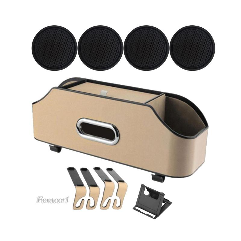 [Fenteer1] Túi Da PU Đựng Cốc / Khăn Giấy Gắn Ghế Ngồi Xe Hơi Chống Rách