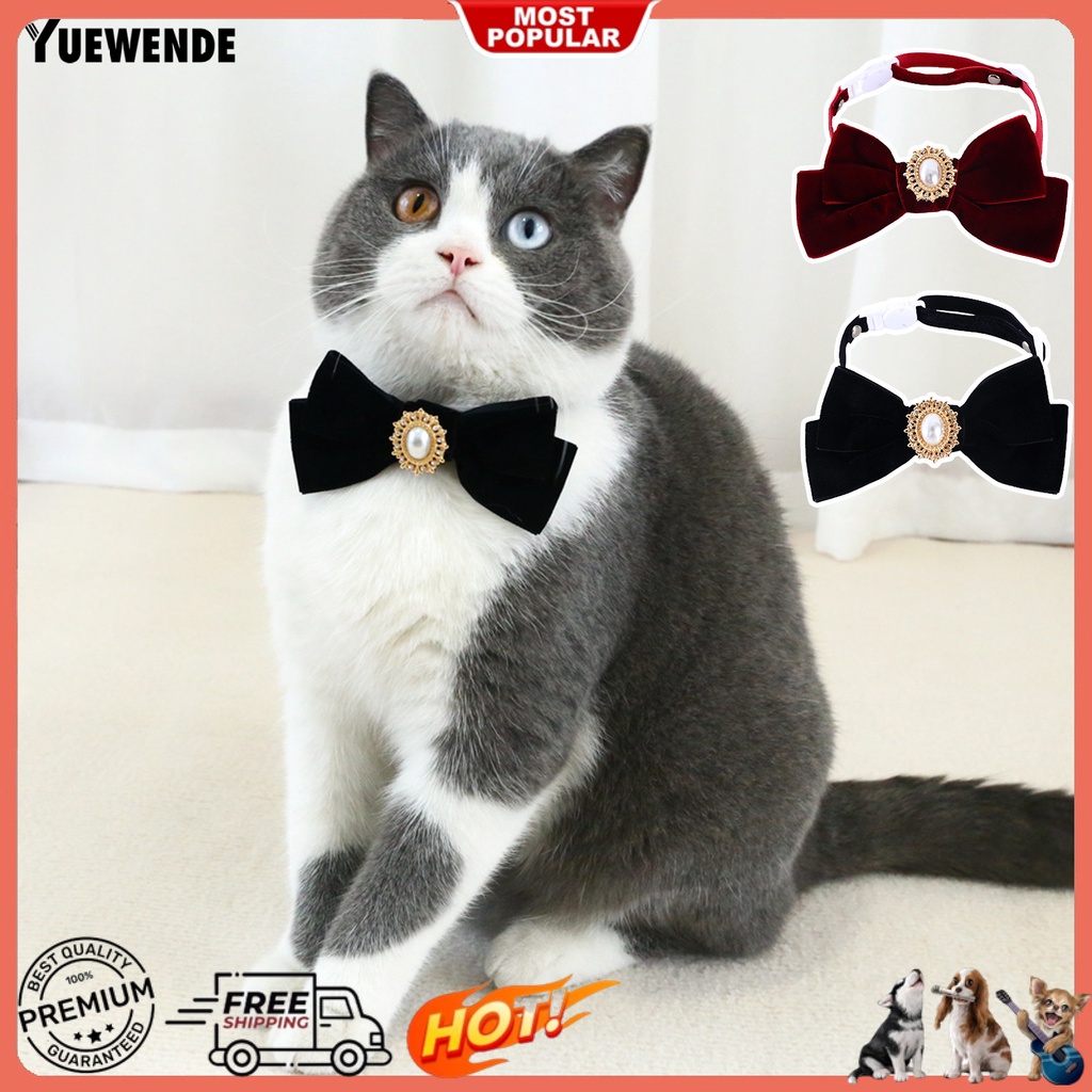 Vòng Cổ Ngọc Trai Giả Chống Sặc Đính Nơ Dễ Thương Cho Thú Cưng