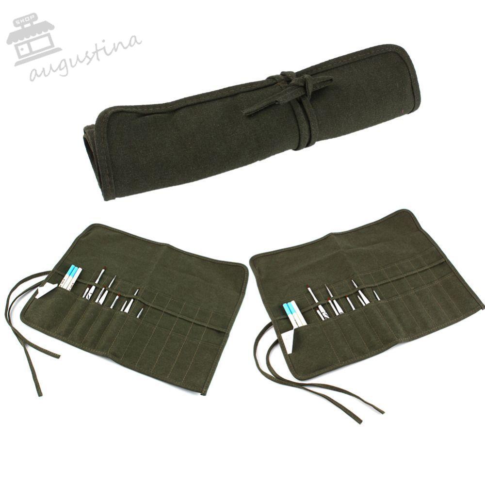 Túi Đựng Cọ Vẽ Tranh Sơn Dầu 22 Lỗ Bằng Vải Canvas Bền Bỉ Dành Cho Học Sinh Ốp