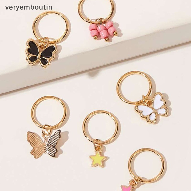 Set 6 Kẹp Tóc Hình Bướm / Ngôi Sao Bằng Kim Loại Thời Trang Cho Nữ