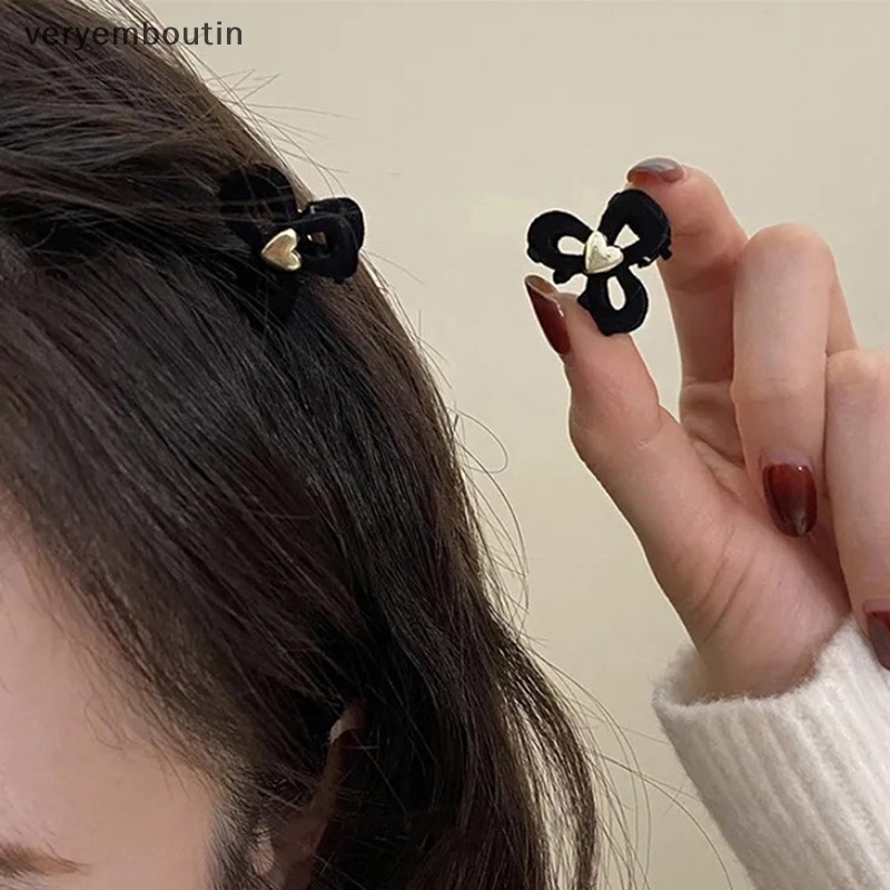 Bộ 2 Kẹp Tóc Mini Hình Nơ / Cá Mập Thời Trang Thu Đông Phong Cách Vintage Cho Nữ