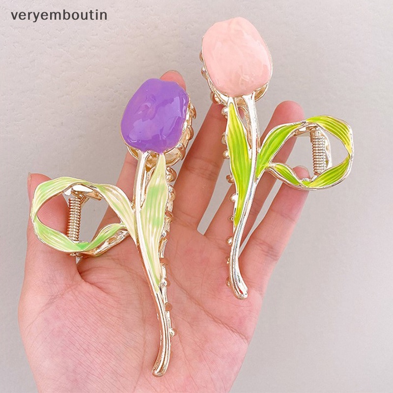 Kẹp Tóc Hoa Tulip / Cá Mập / Đuôi Ngựa Vintage Ngọt Ngào Hợp Thời Trang Cho Nữ n