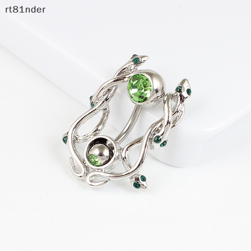 Rt Khuyên Rốn Bằng Thép Không Gỉ Hình Rắn Đính Đá Xanh Lá Sáng Tạo Không Gây Dị Ứng Cho Nữ