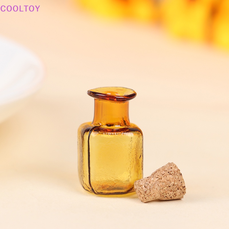 Set 2 Lọ Thủy Tinh Mini Có Nút Bần Màu Sắc Trang Trí Nhà Búp Bê 1: 12