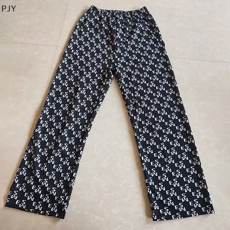 Pjy Quần Dài Ống Rộng Lưng Cao Sọc Caro Phong Cách Harajuku Hàn Quốc Cho Nữ PJ