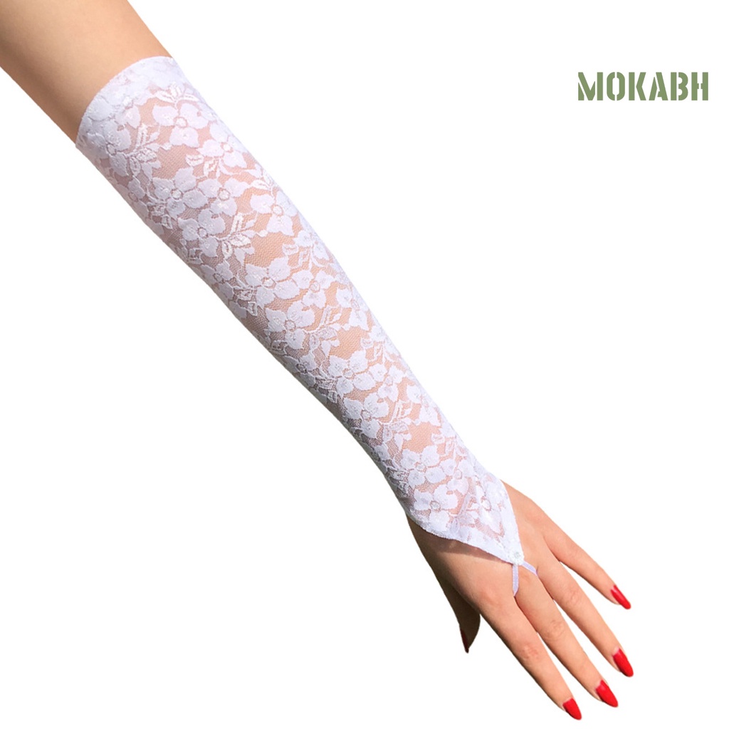 1 Đôi Găng Tay Cô Dâu Hở Ngón Màu Sắc Thanh Lịch