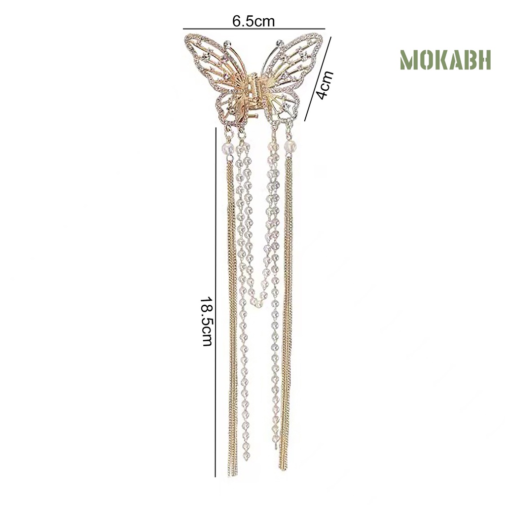 Kẹp Tóc Hình Bướm Rỗng Đính Ngọc Trai Giả Sang Trọng Chống Trượt