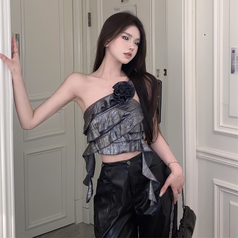 Áo Hai Dây Nhún Bèo Quyến Rũ Sang Trọng