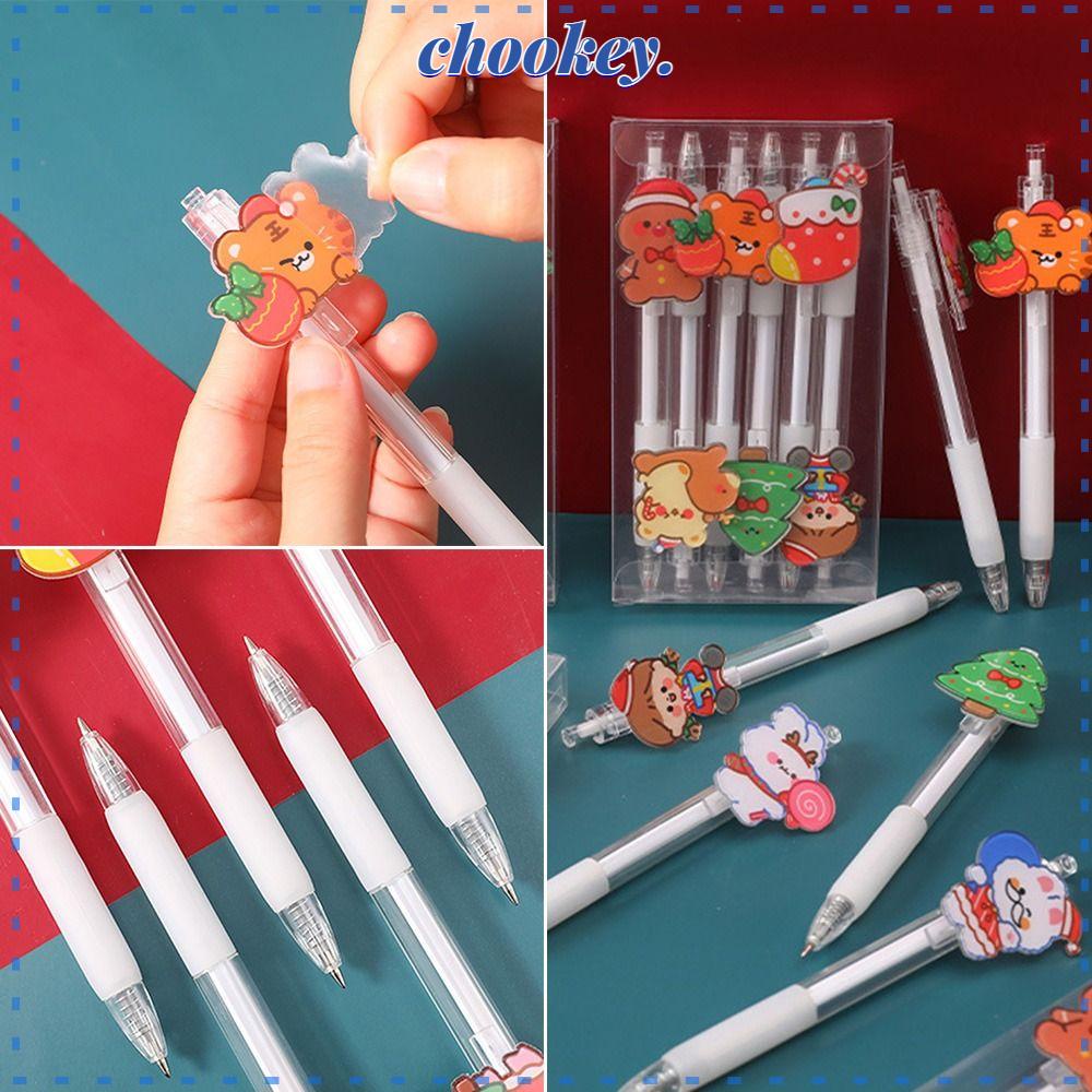 CHOOKEY Set 6 Bút Mực Gel Dạng Nhấn Tiện Dụng Cho Học Sinh
