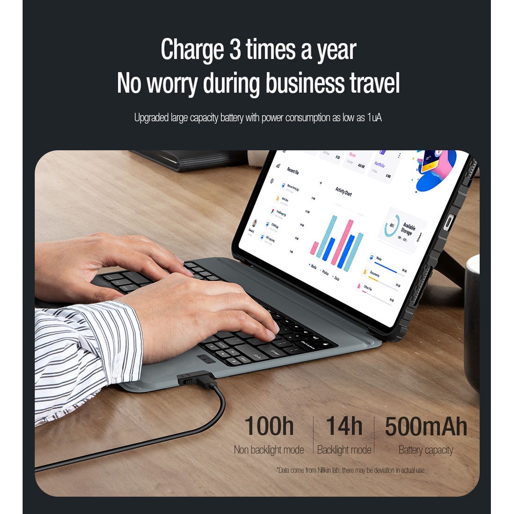 Bao Da Máy Tính Bảng Tích Hợp Bàn Phím Có Thể Tháo Rời NILLKIN Cho iPad Pro 12.9 2022 2021 2020 iPad 9th