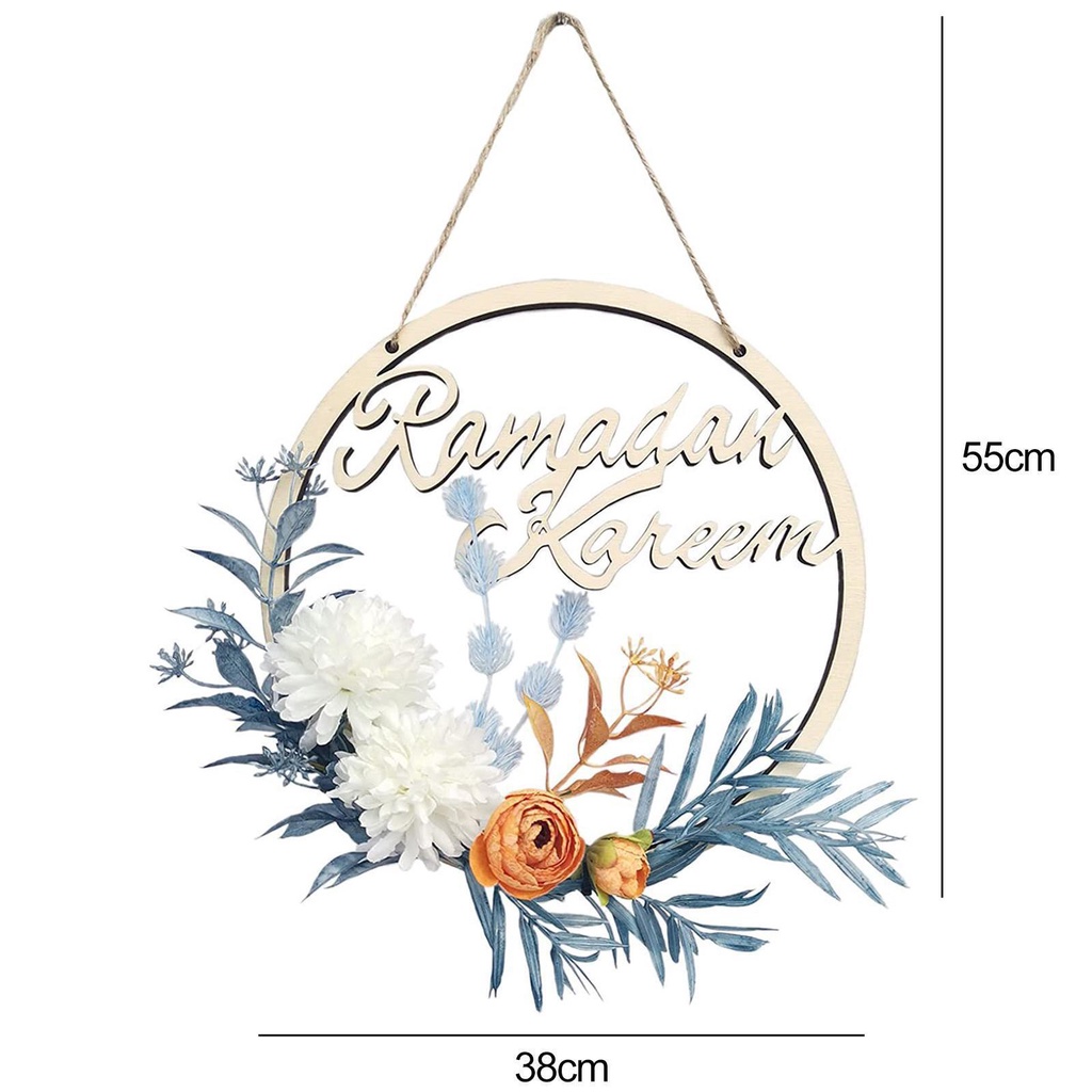 (toyman) Vòng Hoa 9 8 &quot;Eid Ramadan Trang Trí Cửa Đạo Cụ Chụp Ảnh Ngoài Trời