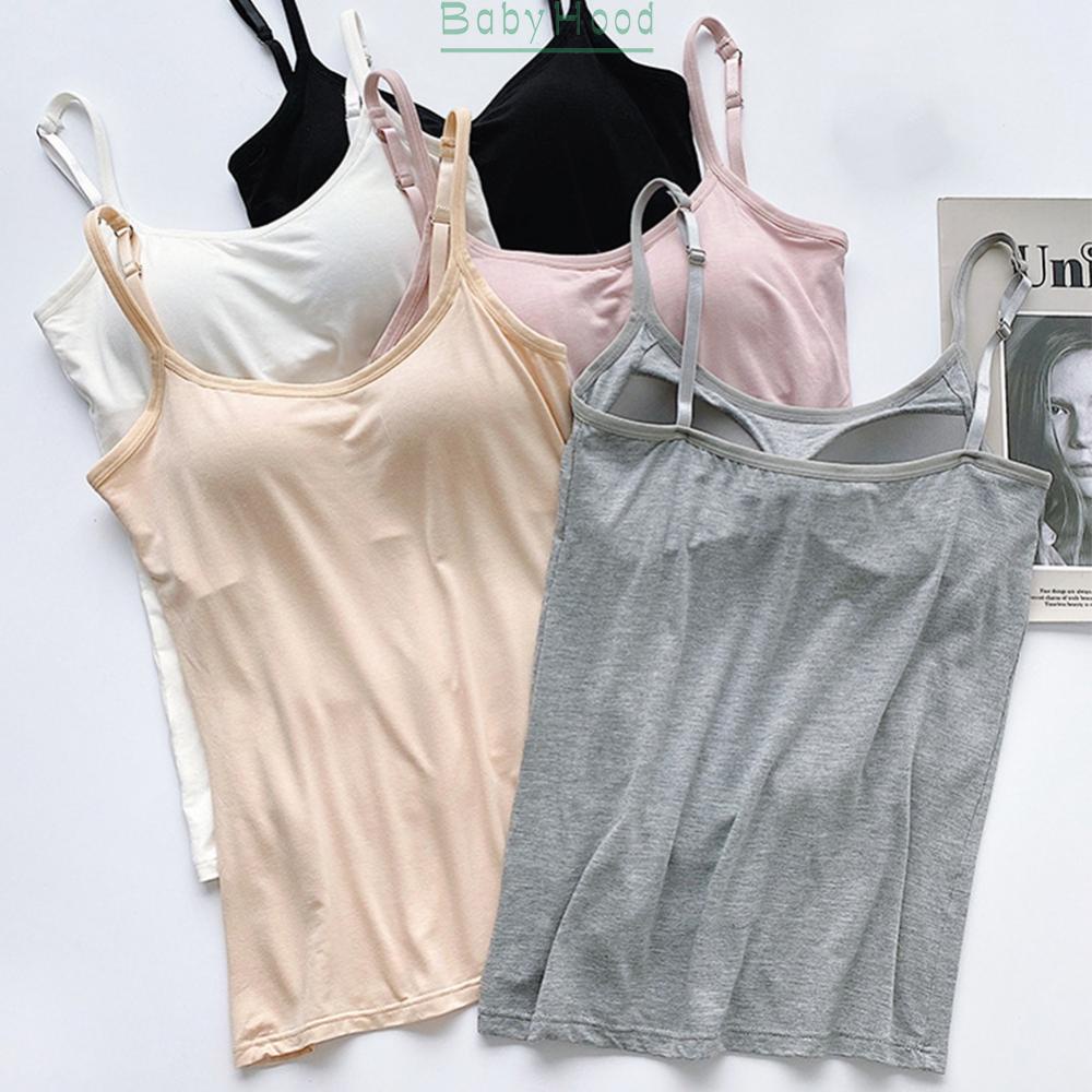 Women Camisole with Built in Bra Adjustable Strap Vest Tank Tops Yoga Wear#BBHOOD