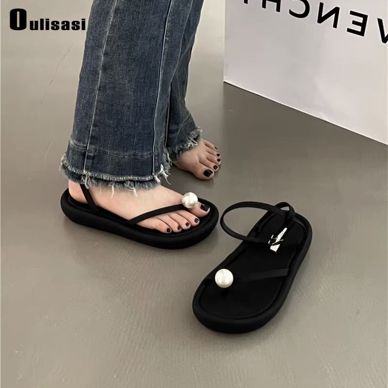 Giày Sandal Đế Phẳng Dày Dặn Thoải Mái Phong Cách Hàn Quốc Mới Cho Nữ