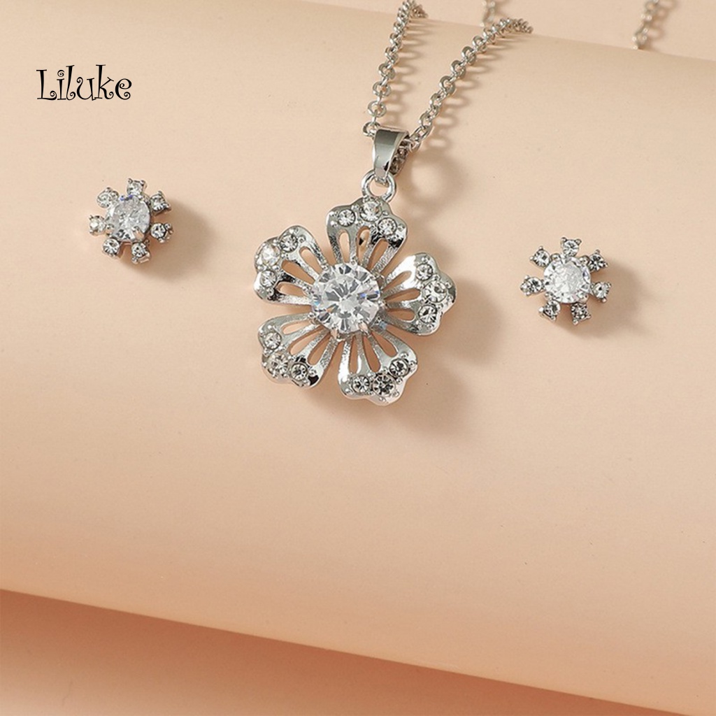 1 Bộ Vòng cổ Và Đôi Khuyên Tai Hình Bông Tuyết Đính Đá Sang Trọng Cho Nữ