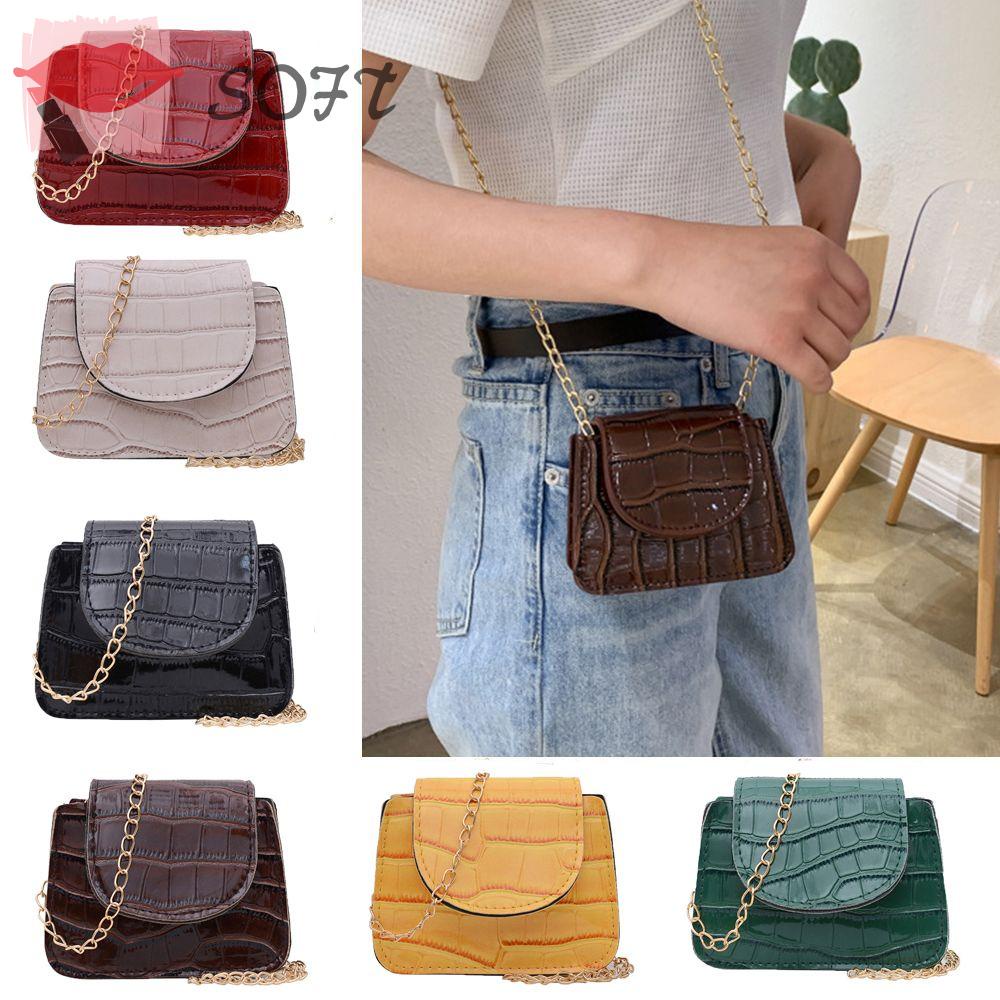 Túi Đeo Chéo Mini Mềm Mại|Túi Xách Đeo Vai Kiểu Vuông Nhỏ Phối Dây Xích Thời Trang Nữ