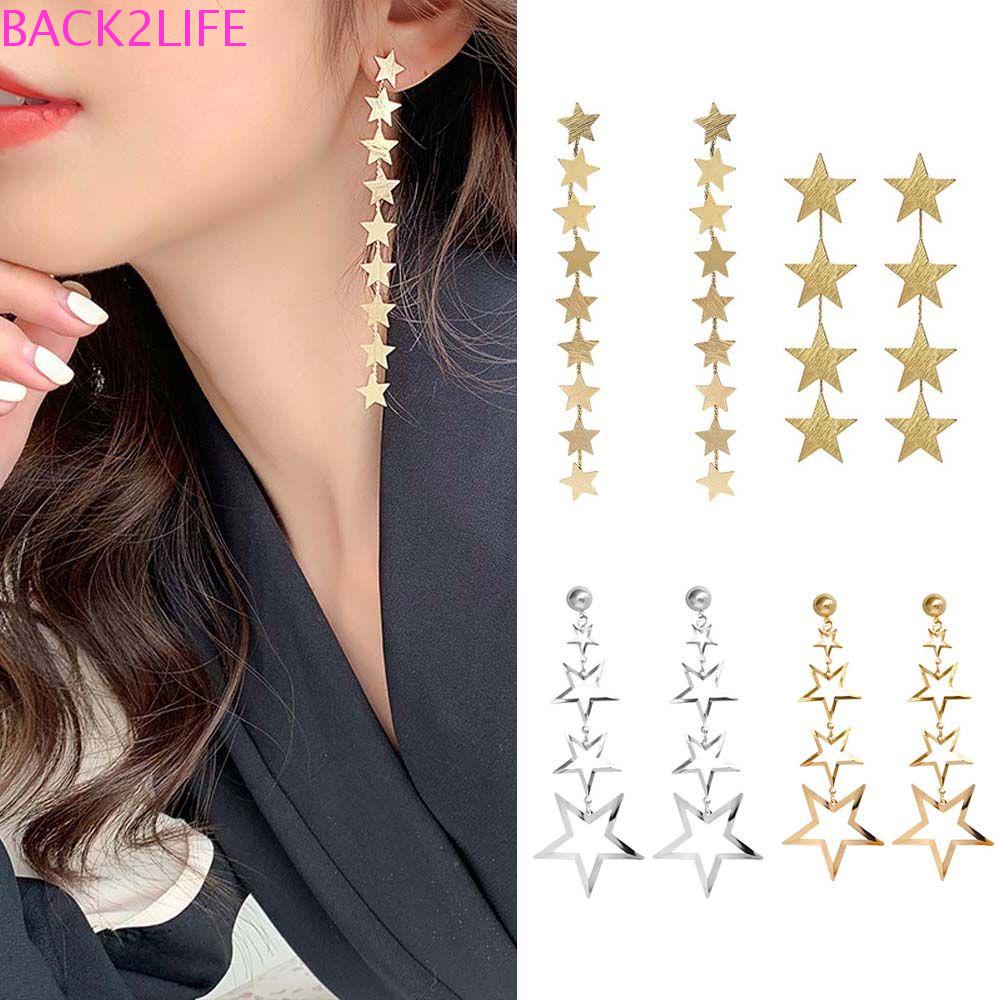 Bông Tai BACK2LIFE Nhiều Lớp Cá Tính|Khuyên Tai Tua Rua Hình Ngôi Sao Xinh Xắn Cho Nữ