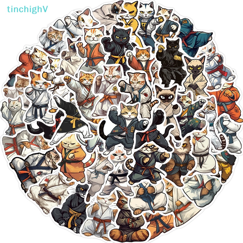 Bộ 50 Miếng Dán Hình Mèo Hoạt Hình Trang Trí Xe Hơi / Vali / Laptop / Điện Thoại