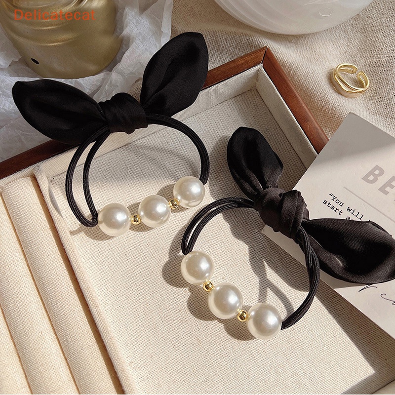 Dây Cột Tóc Cao Su Co Giãn Đính Nơ Và Ngọc Trai Thời Trang Hàn Quốc Cho Nữ