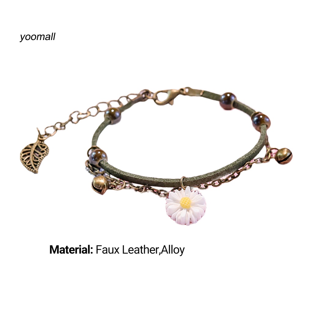 Vòng Đeo Tay Hai Lớp Họa Tiết Hoa Cúc Thời Trang Dành Cho Nữ