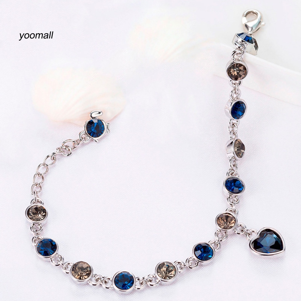 Vòng Tay Chuỗi Xích Đính Đá Zircon Hình Trái Tim Cho Ngày Valentine