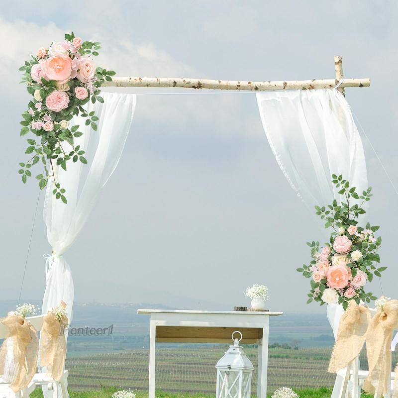 1 [Fenteer1] Set 2 Bông Hoa Vòm Nhân Tạo Trang Trí Đám Cưới / Cửa Sổ