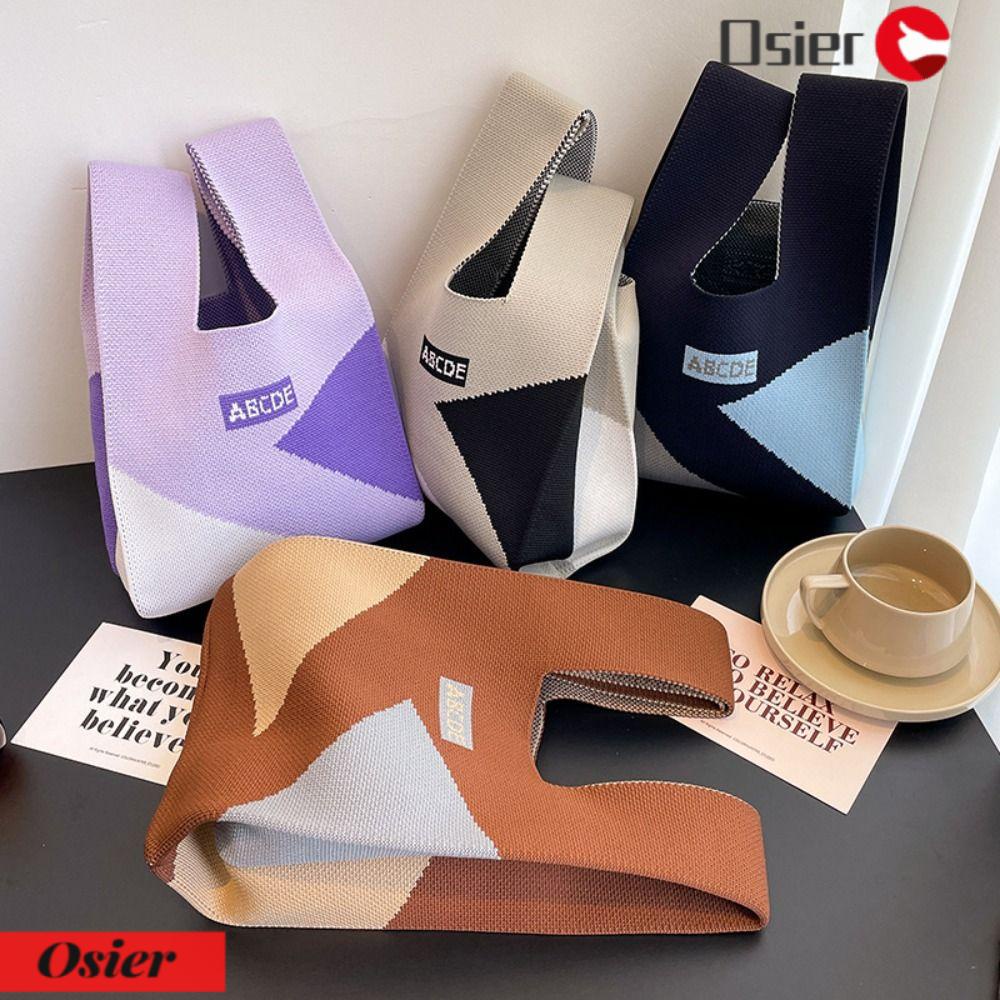 1 Túi Xách Dệt Kim Phối Nút Thắt Có Thể Tái Sử Dụng Cho Nữ