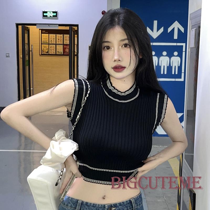 [] Áo Tank Top Không Tay Cổ Tròn Ôm Dáng Phong Cách Đường Phố Mùa Hè Cho Nữ