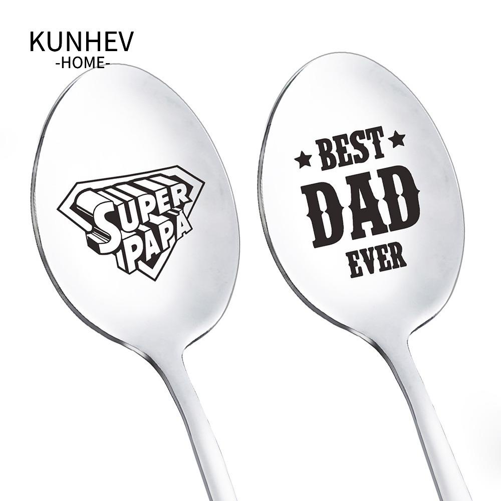KUNHEV Bộ Muỗng Nĩa Bằng Thép Không Gỉ Có Hộp Quà In Chữ Best Dad Cá Tính