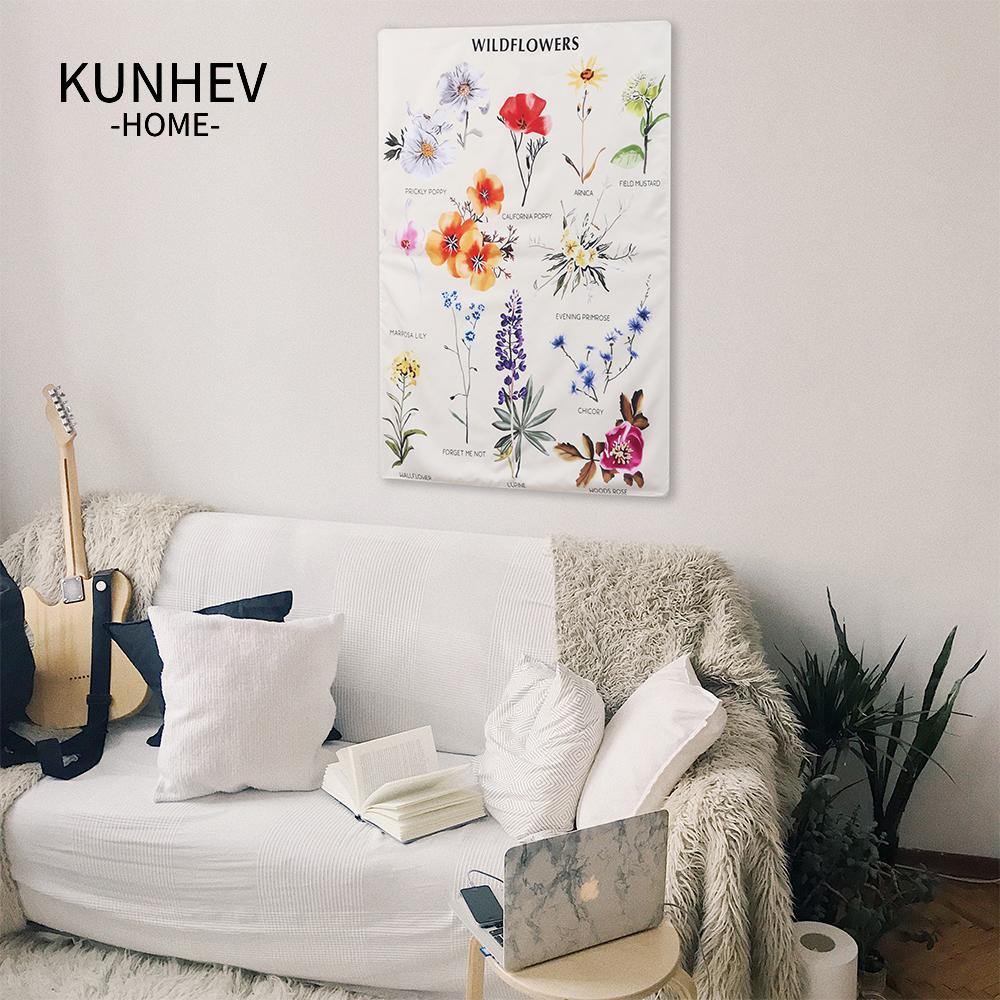 KUNHEV Thảm Treo Tường Họa Tiết Hoa Mẫu Đơn Trang Trí Nội Thất