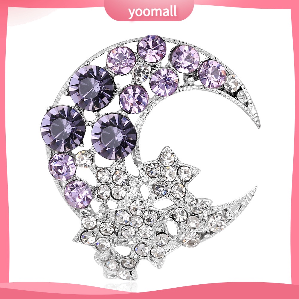 Ghim Cài Áo Hợp Kim Hình Trăng Sao Đính Đá Thời Trang