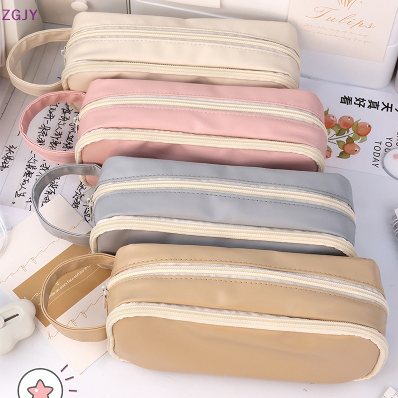 Túi Đựng Bút Bằng Vải Canvas Hai Mặt Màu Macaron Sáng Tạo Mới