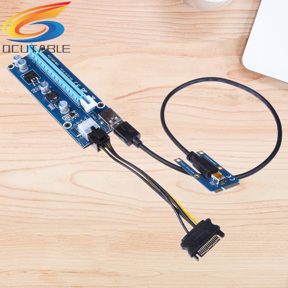 Card Mở Rộng Pcie 1x Sang 16X Kèm Cáp SATA Và USB 3.0 6Pin