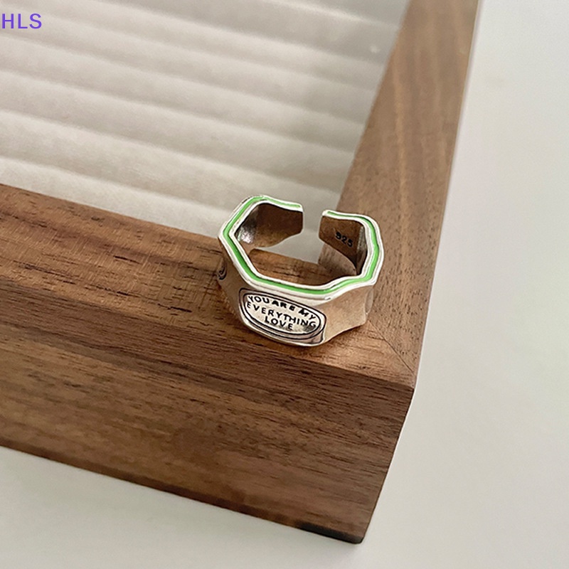 Nhẫn Hở Khắc Chữ Màu Xanh Lá Tùy Chỉnh Thời Trang Cho Nữ