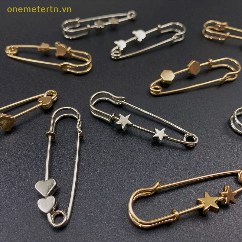 Trâm Cài Áo Hình Lục Giác / Gấu / Ngôi Sao Màu Vàng Bằng Hợp Kim Phong Cách Vintage Chống Ánh Sáng