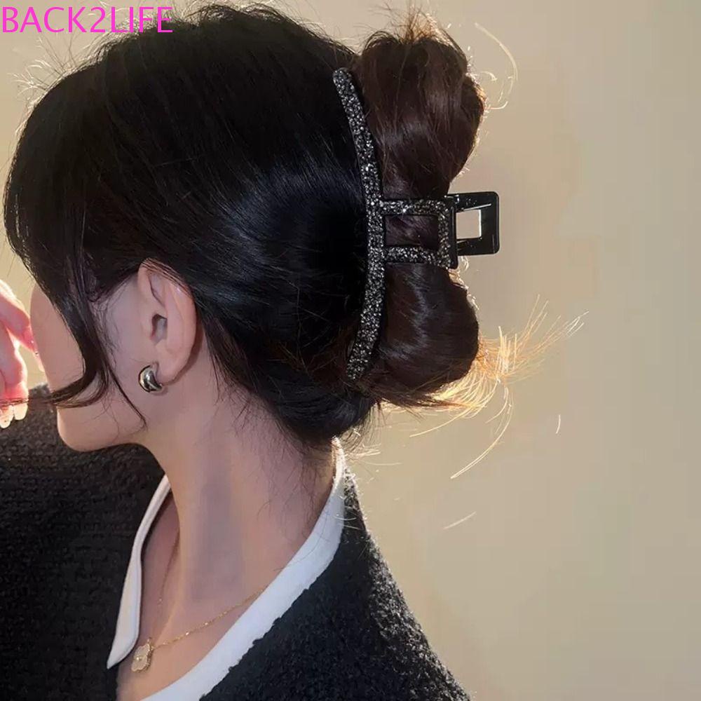 Kẹp Tóc Càng Cua Tạo Kiểu Tóc Màu Đen / Sâm Panh Cỡ Lớn Thời Trang Cho Nữ BACK2LIFE|Kẹp Tóc Acrylic Sáng Bóng Xinh Xắn Thời Trang