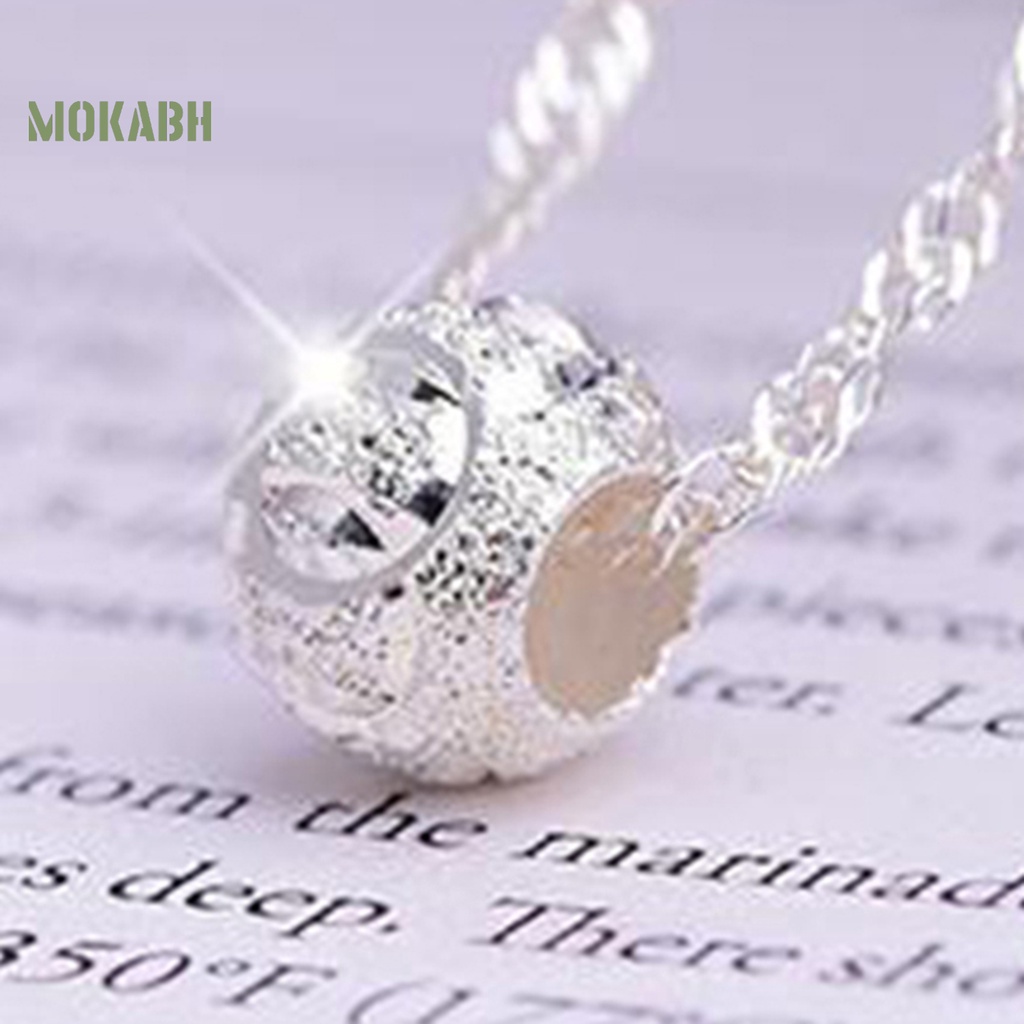 [Mok Abh] Vòng cổ Dạng Gợn Sóng Nước Bằng Thép Không Gỉ Màu Bạc Lấp Lánh Thời Trang Du Lịch Cho Nữ
