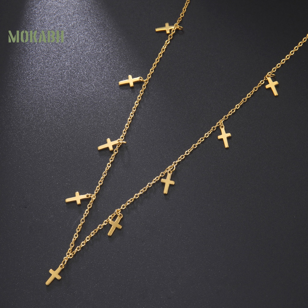 Vòng cổ Bằng Thép Không Gỉ Mặt Thánh Giá Thời Trang Sang Trọng Cho Nữ