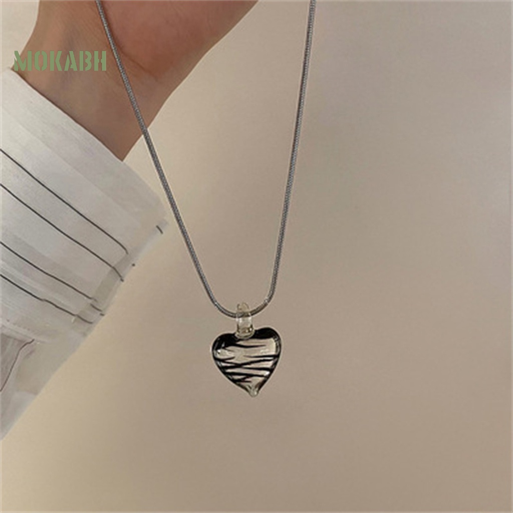 [Mok Abh] Vòng Cổ Choker Họa Tiết Sọc Ngựa Vằn Tráng Men Nhiều Màu Sắc Hình Học Trái Tim Cá Tính Thích Hợp Làm Quà Tặng Tiệc Tùng Cho Nữ