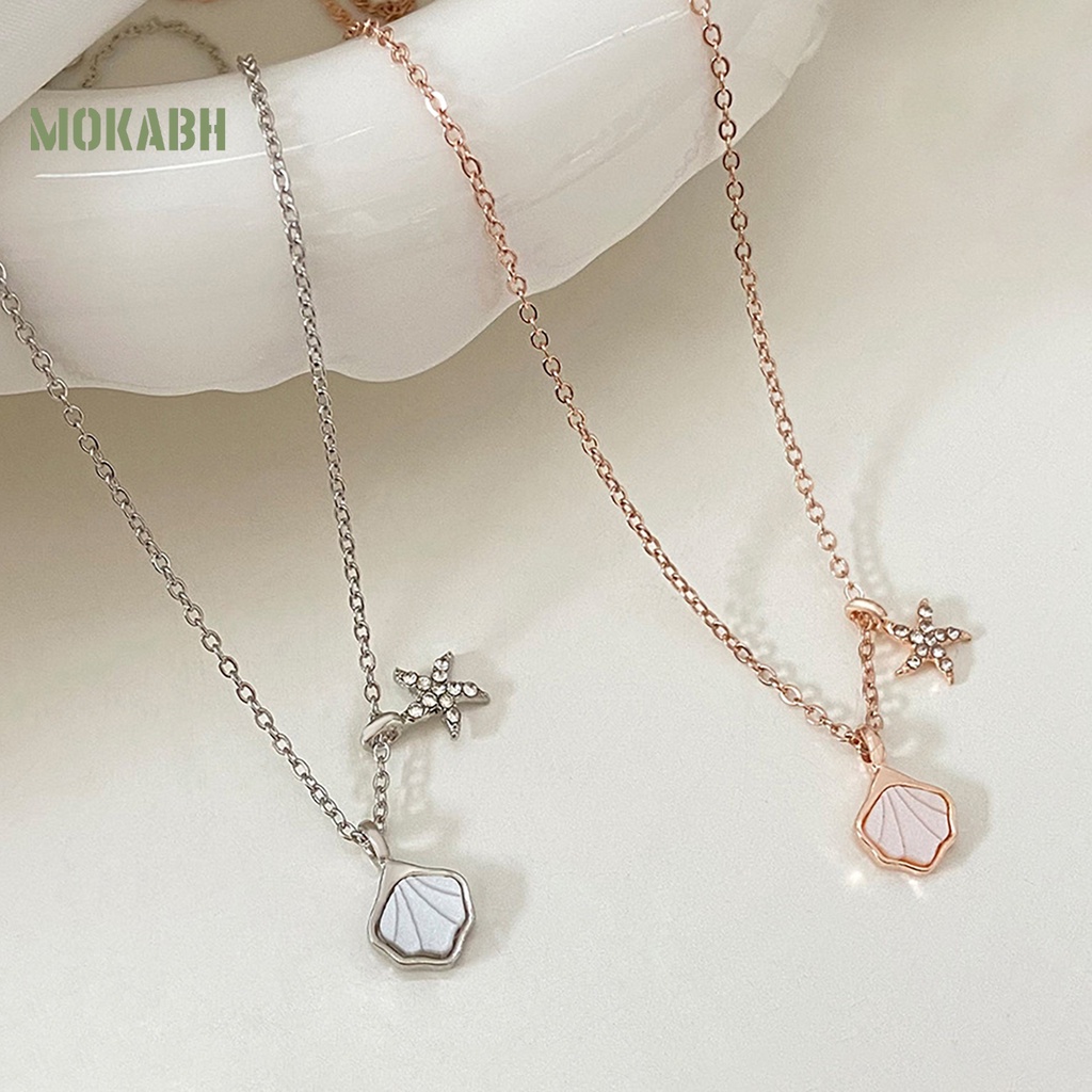 [Mok Abh] Vòng cổ Hợp Kim Mặt Hình Vỏ Sò Đính Kim Cương Giả Màu Trơn Cho Nữ