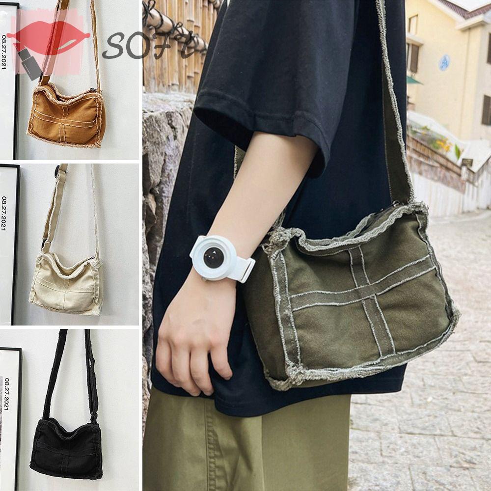 SOFTNESS Túi Đeo Chéo Vải Dày Phong Cách Cổ Điển