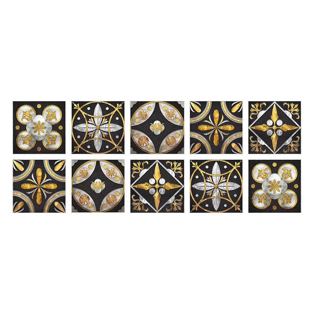 Set 10 Miếng Dán Tường / Sàn Nhà Trang Trí Tự Dính Bằng PVC In Họa Tiết Hoa Nghệ Thuật