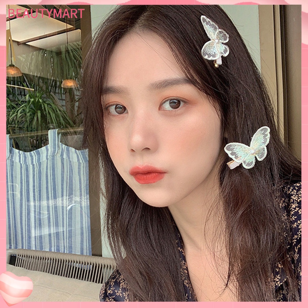 Kẹp Tóc Mái Bướm Đính Ngọc Trai Giả Thêu Họa Tiết Cho Nữ