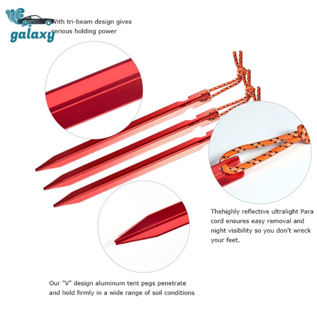 Galaxy Set 10 Cọc Dựng Lều Bằng Hợp Kim Nhôm 18cm Tiện Dụng Khi Đi Cắm Trại