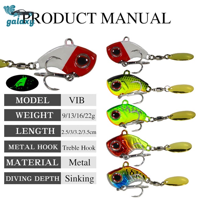 Galaxy Set 5 Mồi Câu Cá Giả 9g / 13g / 16g / 22g Chuyên Nghiệp