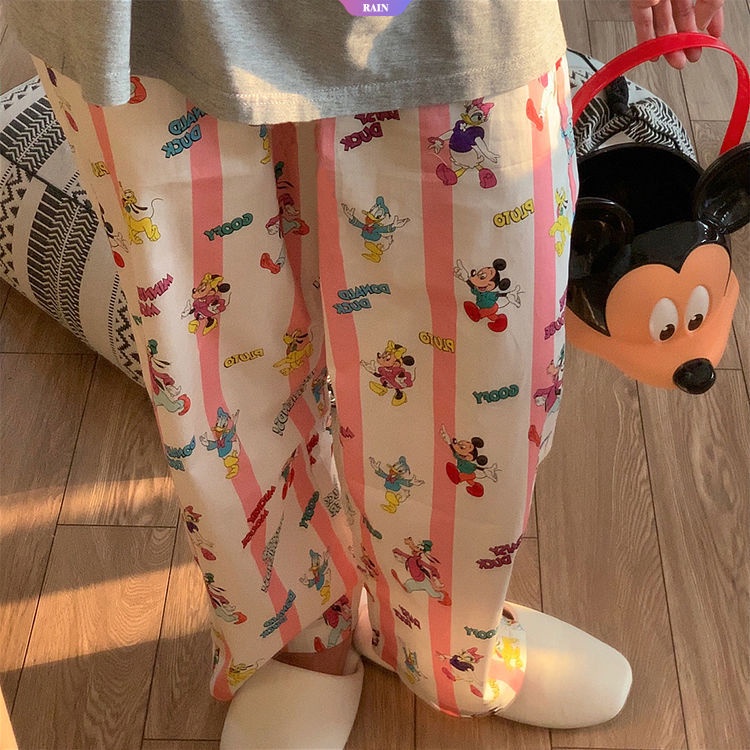 Quần Ngủ Mỏng Mùa Hè Thu Hè In Họa Tiết Hoạt Hình Mickey Hello Kitty Đáng Yêu Đơn Giản Cho Nữ [RAIN]