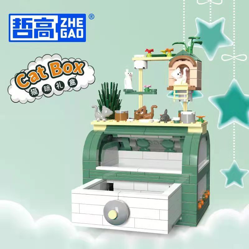 Bộ Đồ Chơi Lắp Ráp Lego Hộp Đựng Trang Sức Hình Chú Mèo Dễ Thương Cho Bé