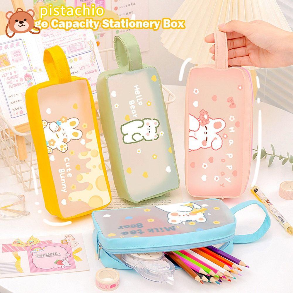 PISTA Túi Đựng Bút Chì Cỡ Lớn Chống Thấm Nước In Hoạt Hình Dễ Thương Ốp